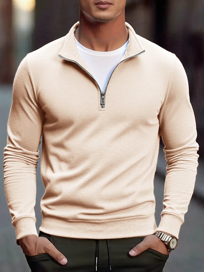 Men's Lightweight Quarter Zip Pullover Sweatshirt - Slim Fit Mock Neck Knit Sweater for Fall Outdoor Wear