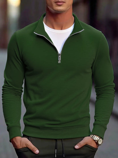 Men's Lightweight Quarter Zip Pullover Sweatshirt - Slim Fit Mock Neck Knit Sweater for Fall Outdoor Wear