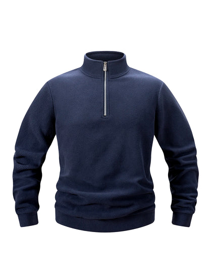 2025 Men Casual Fleece Sweatshirts Tops Men Sport Classic Stand Collar Sweatshirts Men’S Quarter Zip Hoodie Basic Pullover 3XL