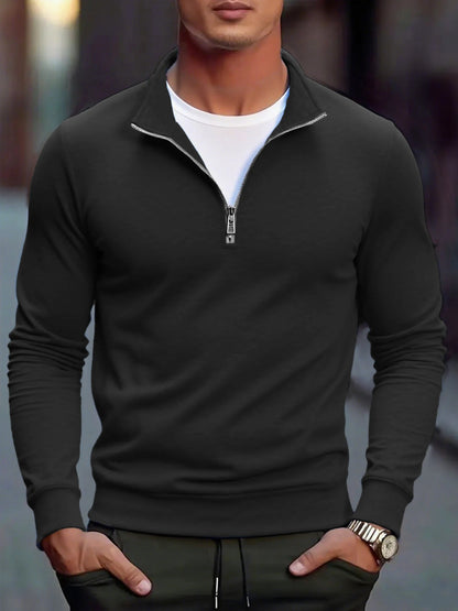 Men's Lightweight Quarter Zip Pullover Sweatshirt - Slim Fit Mock Neck Knit Sweater for Fall Outdoor Wear