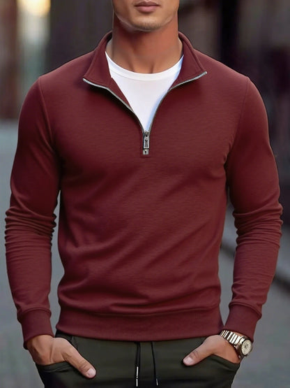 Men's Lightweight Quarter Zip Pullover Sweatshirt - Slim Fit Mock Neck Knit Sweater for Fall Outdoor Wear